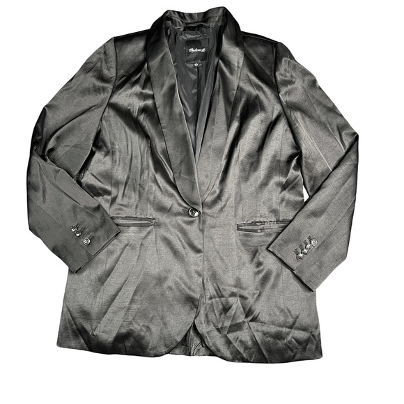 Madewell Jackets & Blazers - Madewell Women's Blazer‎ Black Jacket Size 10 One Button Tailored Style NN822